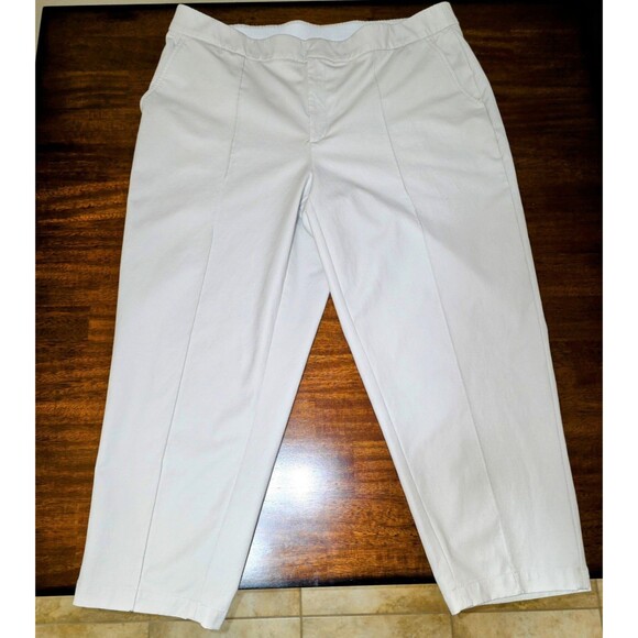 Lands' End Size 20W Khaki High Rise Straight Leg Front Seam Chino Pants - Picture 1 of 7